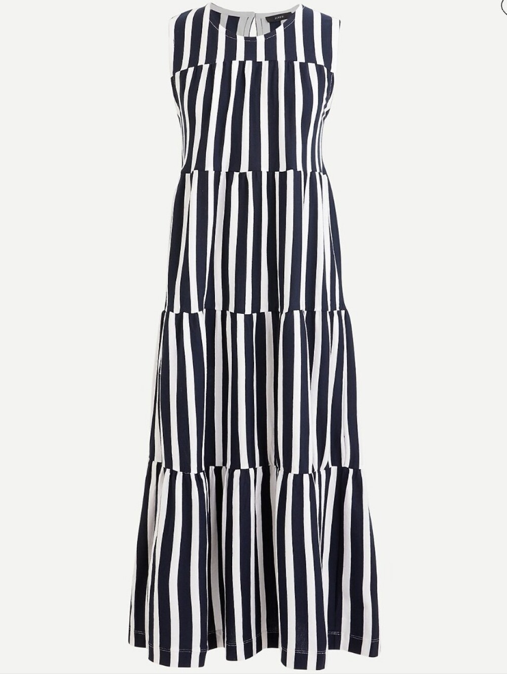 J.Crew Tiered Tank Dress in Navy Stripe -  size small